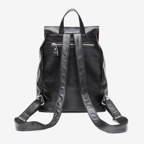 BACKPACK BLACK PEBBLE LEATHER SCHOOL WORK OFFICE TRAVEL